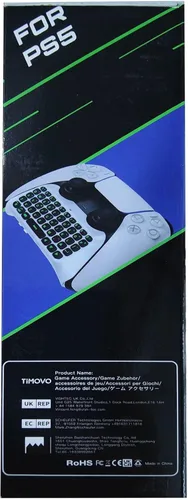 Vista 12 de TiMOVO Green Backlight Keyboard for PS5 Controller, Wireless Bluetooth Keypad Chatpad for Playstation 5 Controller, Mini Game Keyboard Built-in
