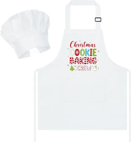 Vista 42 de R HORSE Juego de delantal y sombrero de chef para niños, 2 piezas, mini parrilla ajustable, delantal de cocina para niños, juego de rol, juguete
