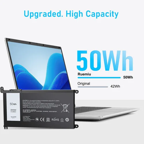 Vista 2 de Batería WDX0R mejorada de 50 Wh para Dell Inspiron 15 5570 5567 7579 5565