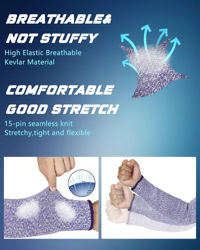 Vista 6 de Neer 3 pares de mangas de brazo resistentes a los cortes, protectores de brazo de nivel 5 para soldadura, jardinería, cocina, piel fina, moretones