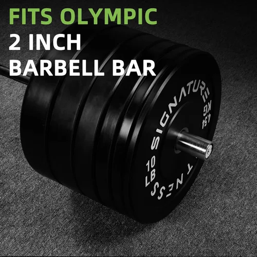 Vista 4 de Juego de placas olímpicas de amortiguación Fitvids, placas de peso de 2" para entrenamiento de fuerza y levantamiento de pesas, París o juego