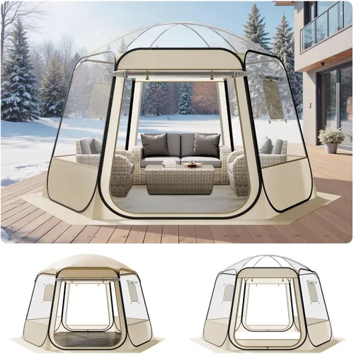 Vista 10 de VEVOR Pop up Sports Tent, 8 Sizes Optional Clear Bubble Tent for 1-6 Person, Waterproof Outdoor Pod with Floor Mat & Top Cover, Garden Igloo Dome