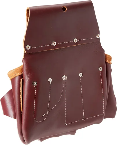 Vista 2 de Bolsa de herramientas de cuero profesional de 3 bolsas con soporte para cinta