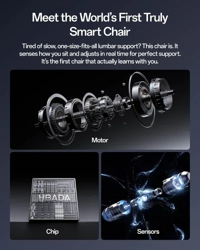 Vista 5 de Hbada X7 Silla ergonómica inteligente, silla de oficina ergonómica, seguimiento lumbar totalmente automatizado, reposacabezas ajustable 4D