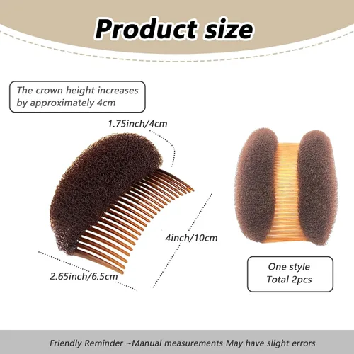 Vista 2 de 2 piezas encantadoras inserciones de volumen para el cabello, peine Do Beehive, herramienta para hacer moños, base para el cabello, accesorios