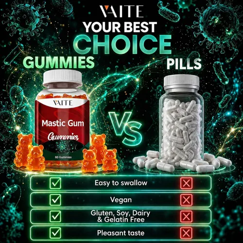 Vista 5 de Gomitas de goma mastica de 1000 mg – Suplemento de apoyo digestivo, resina de pistacia lentiscus, vegano, sin gluten, sin OMG, salud intestinal