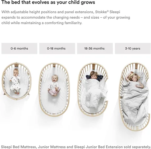 Vista 4 de Stokke Sleepi - Extensión de cama, color gris brumoso, convierte la mini cuna Sleepi en cama Sleepi, adecuada para niños de hasta 3 años, el colchón