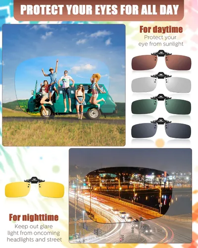 Vista 4 de 5 pares de gafas de sol polarizadas con clip sin borde, gafas de conducción antirreflejos
