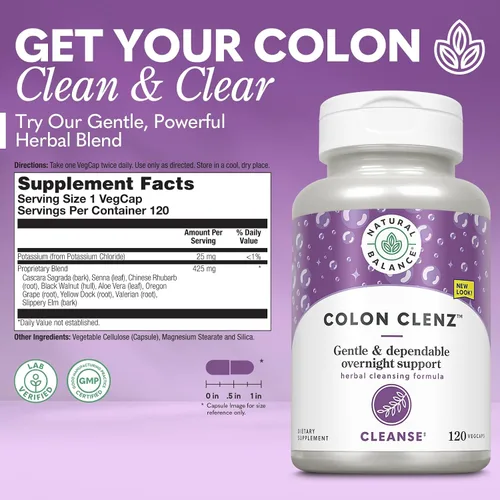 Vista 2 de Natural Balance Colon Clenz - Suplemento de limpieza de colon a base de hierbas, limpieza desintoxicante y salud digestiva - Fórmula suave
