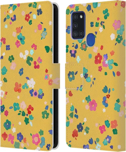 Vista 166 de Head Case Designs Officially Licensed Ninola Ditsy Flowers Yellow Nature Bold Leather Wallet Case Compatible with Samsung Galaxy A07 4G