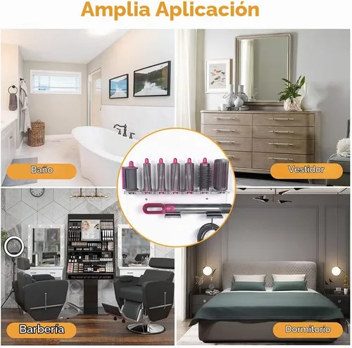 Vista 8 de Affogato - Soporte de montaje en pared compatible con accesorios Dyson Airwrap Styler, soporte de almacenamiento de acrílico compatible