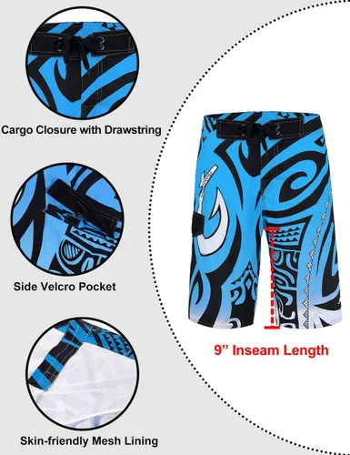 Vista 5 de unitop Bañador para hombre, ropa de playa, secado rápido, estampado hawaiano