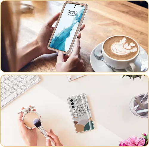 Vista 7 de Esdot Funda para Samsung Galaxy S22, Grado Militar Aprobada en Prueba de Caída de 21 pies, Cubierta Resistente con Diseños de Moda para Mujeres