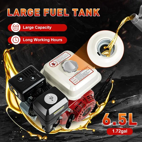 Vista 5 de Motor de gas de 6.5 HP – Motor de arranque refrigerado por aire de 160 cc de 4 tiempos, diseño OHV, velocidad de 3600 rpm para compresor