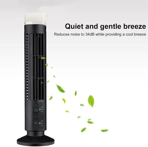 Vista 3 de Aramox Ventilador de torre oscilante, ventilador de torre sin aspas, ventilador de escritorio USB oscilante con luz para el hogar, dormitorio, Negro