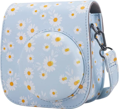 Vista 18 de Funda Protectora Compatible con Cámara de Fotos Instantáneas Fujifilm Instax Mini 12 11 9 8 con Bolsillo y Correa Ajustable (Mariposa Grande Pequeña)