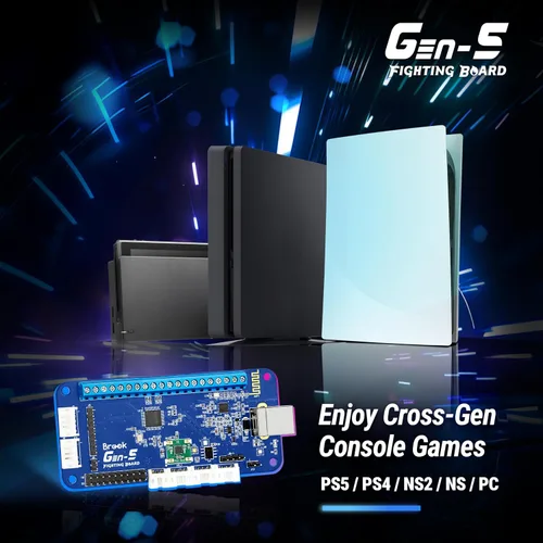 Vista 3 de Brook Gaming GEN 5 - Tablero de combate con cable - Compatible con PS5, PS4, NS, NS2 y PC/latencia ultra baja e iluminación RGB equipada