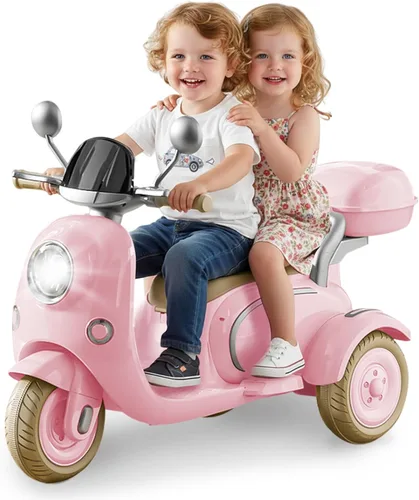 Vista 11 de HEIMILI Motocicleta eléctrica para niños, scooter eléctrico para niños de 3 años, juguete para niñas, scooter de 3 ruedas de 12V para montar