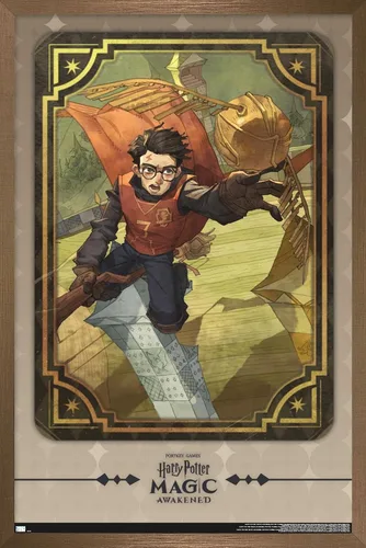 Vista 13 de Trends International Harry Potter: Magic Awakened - Póster de pared de Harry Quidditch, 22.4 pulgadas de largo x 14.7 pulgadas, versión enmarcada
