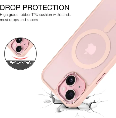 Vista 3 de BENTOBEN Funda para iPhone 15, funda para iPhone 15 compatible con MagSafe, funda magnética mate translúcida a prueba de golpes para mujeres