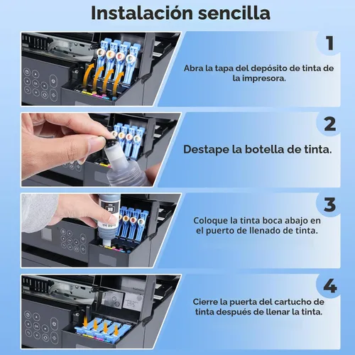 Vista 4 de Botellas de repuesto de tinta negra para recarga de tinta ET-2800 ET-4800 Negro