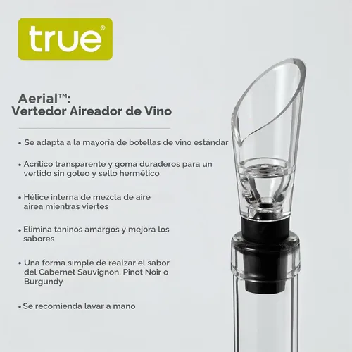 Vista 2 de True Boquilla para aireador de vino aéreo, vertederos de aireación para botellas de vino, transparente