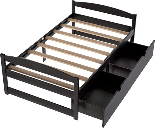 Vista 6 de Harper & Bright Designs Sofá cama individual con cajones de almacenamiento, cama capitanes de madera maciza, tamaño individual, sofá cama, base
