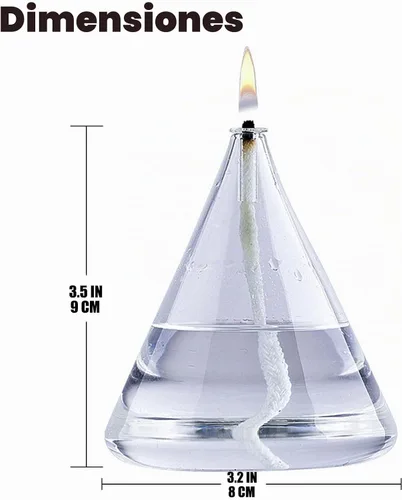 Vista 7 de Lámpara de aceite de cono pequeño líquido recargable - Vela de aceite de vidrio borosilicato resistente (cono)