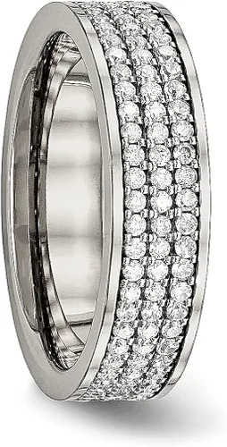 Vista 4 de ICE CARATS Titanium Cubic Zirconia Cz 6mm Flat Wedding Ring Band Fashion Jewelry for Women Gifts for Her