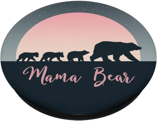 Vista 2 de Mama Bear Pop Socket 3 Cubs Pink Moon Stars Mothers Day - PopSockets Grip and Stand for Phones and Tablets