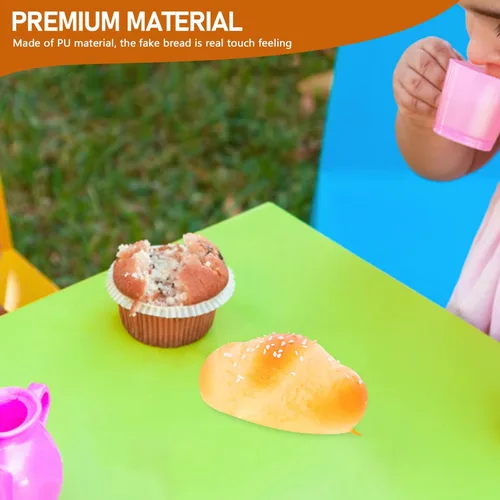 Vista 6 de NUOBESTY Pan de simulación 3 piezas de pan falso de poliuretano realista comida falsa para accesorios de fotografía, juguete educativo, pastelería