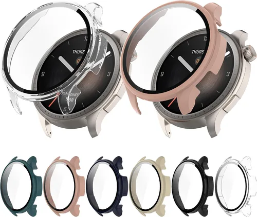 Vista 3 de Funda compatible con Amazfit Balance Frame PC funda protectora + película de vidrio templado para Amazfit Balance Smartwatch protectores de pantalla