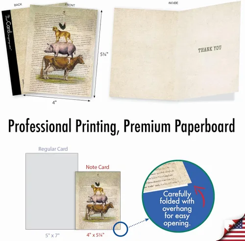 Vista 6 de The Best Card Company 10 tarjetas de felicitación de agradecimiento con sobres de 4 x 5.12 pulgadas – Tarjetas de notas «Farm Stand» – Di gracias