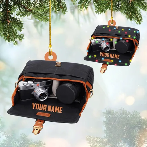 Vista 30 de Adorno personalizado para cámara, adornos de cámara personalizados para árbol de Navidad, cámara de película, adorno de Navidad, adorno