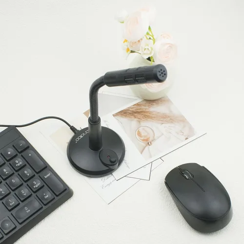 Vista 5 de LANDIBO Micrófono USB, micrófono de cuello de cisne de escritorio Plug and Play, adecuado para juegos, conferencias, transmisión y tutoriales K050
