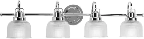 Vista 17 de Progress Lighting P2989-15 Colección Archie Tocador de Baño Costero de Cristal Transparente Prismático Doble, 1 Luz, Cromo Pulido