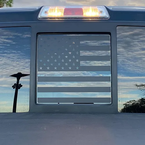 Vista 2 de Calcomanía de bandera de la ventana trasera media Zxiaochun para Ford F150 F250 F350 2004-2011 2012 2013 2014 Ventana deslizante central trasera