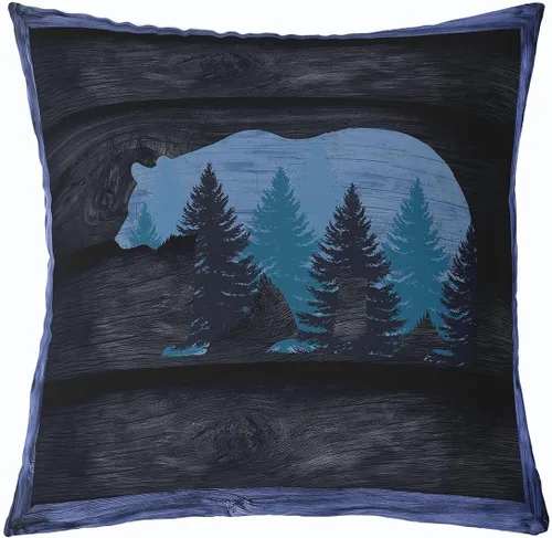 Vista 17 de Cartoon Bear Pillow Cover Cute Wild Animal Paw Print Cushion Cover for Kids Boys Girls Teens Jungle Pine Trees Silhouette Cabin Pillow Case for