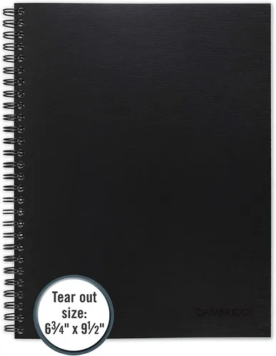 Vista 6 de Cambridge Notebook, legal gobernado, 6-1 / 2 "x 9-1 / 2", cable, negro, paquete de 2 (73599)