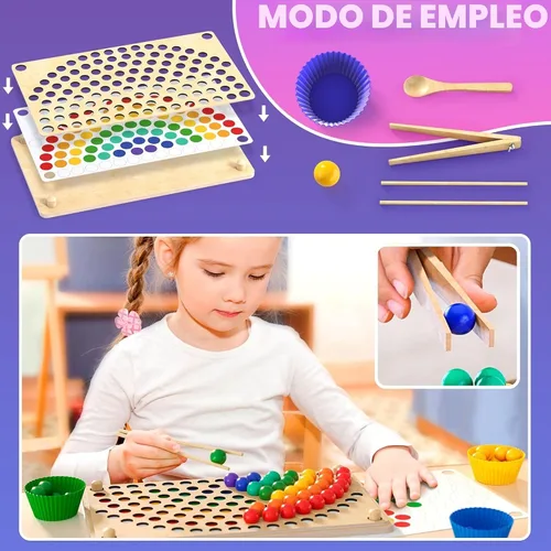 Vista 2 de Juguetes Montessori de aprendizaje de madera para niños pequeños