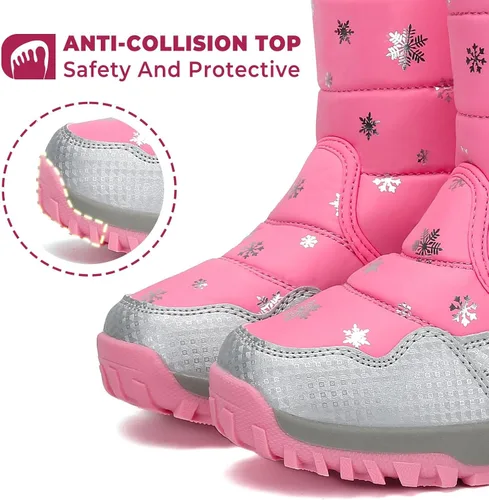 Vista 5 de Mishansha - Botas de nieve para niñas, niños niños pequeños niños grandes invierno, cálidas, impermeables, antideslizantes, anti colisión, corte