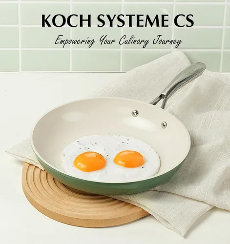 Vista 8 de KOCH SYSTEME CS Sartén antiadherente de 10 pulgadas con tapa, sartén de cerámica antiadherente con mango de acero inoxidable que se mantiene fresco