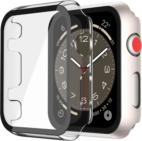 Vista 30 de Misxi Juego de 2 Fundas de Vidrio Templado Compatibles con Apple Watch Series 3 y Series 2 de 1.496 Pulgadas, Protector de Pantalla de Policarbonato