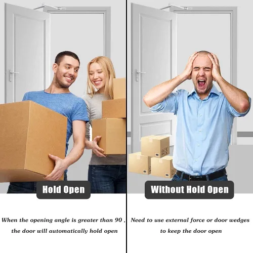 Vista 5 de Marie Cierrapuertas abiertas para montaje regular, jamba superior, tamaño automático ajustable de 2 puertas para puertas de luz residenciales