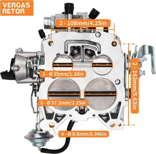 Vista 2 de Carburador de 4 barriles para Rochester Quadrajet 1904R 1906R 4MV Carb con estrangulador eléctrico para Chevy 305-350c.i 1980-1989 Motor