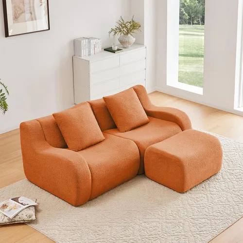 Vista 29 de Sofás de peluche sin hueso para sala de estar, juego de sofá modular negro con asiento profundo, sofá de gran tamaño, sofás para sala, cómodos sofás