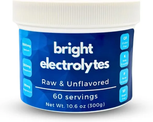 Vista 10 de Polvo de electrolitos de hidratación brillante, crudo y natural, sin sabores añadidos, cero azúcar, sal marina, sal rosa del Himalaya, magnesio