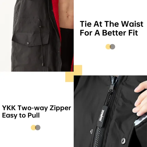Vista 10 de Parka de natación impermeable cálida para adultos, bata cambiadora con capucha de gran tamaño, poncho de invierno de felpa para deportes acuáticos