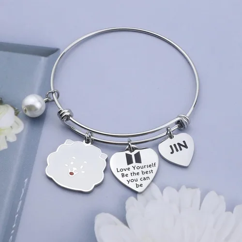 Vista 4 de CWXLGH Kpop Army Gifts Love Yourself Be The Best You Can Be Bracelet Inspirational Gift Star Lover Jewelry Star Fans Gift Music Lover Gifts