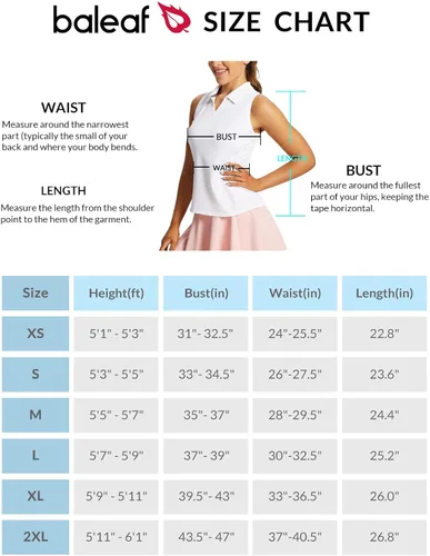 Vista 6 de BALEAF Camisetas de golf sin mangas para mujer, polo de espalda cruzada, con cuello UPF 50+, secado rápido